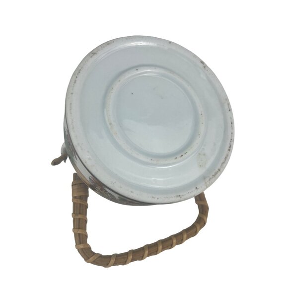 Vintage Hand-Painted Porcelain Teapot With Wicker Handle & Lid - Picture 8 of 8